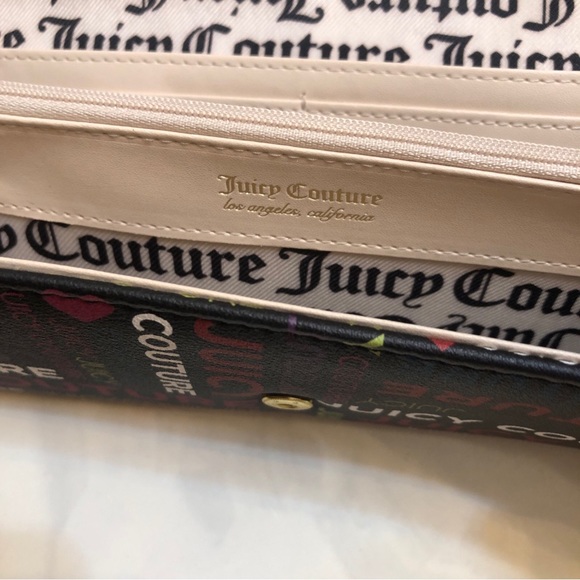 Juicy Couture Black Multi Faux Leather Glam Elongated Flap Wallet NWT - Picture 11 of 13